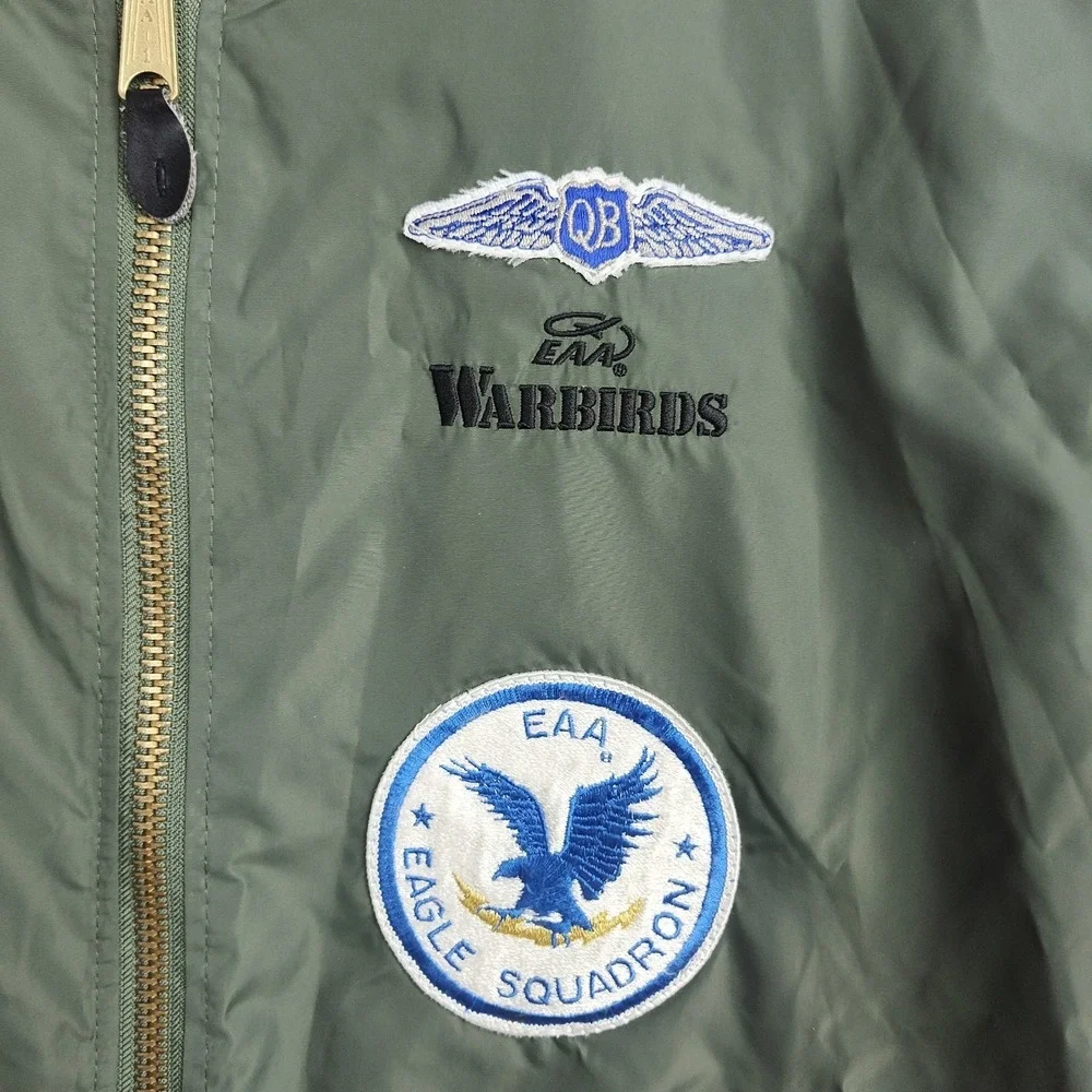 Rothco EAA Warbirds Flyer's Jacket Men's Intermediate Size 2XL Green Zip Patches